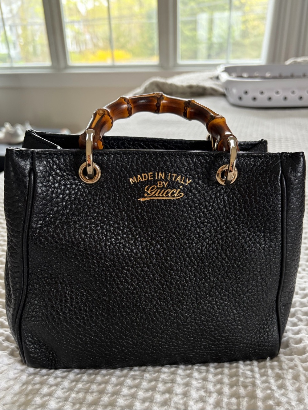 Gucci Black Small Calfskin Shopper bag with Bamboo Handles